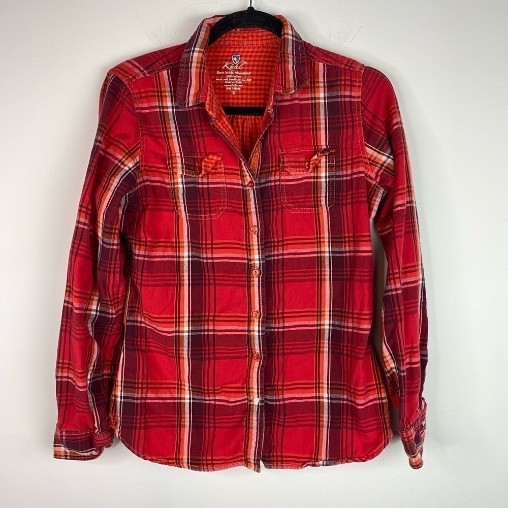 KUHL plaid Button down red orange small
